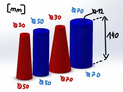Arm Wrestling Training Equipment Handles Cone and Cylinder  3D print model
