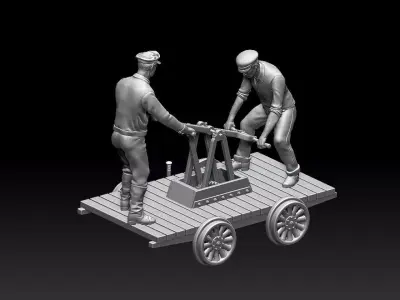 handcar two men working on train 3D print model