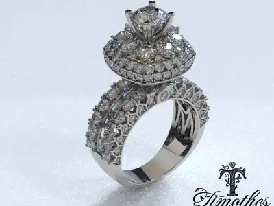 Timothes Diamond Ring 3D JewelryModel Printable 3D FR9 3D print model
