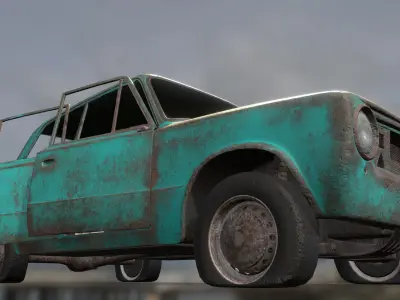 Abandoned car Low-poly 3D model