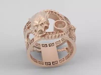 Ring men wolf horse cobra together 3D print model