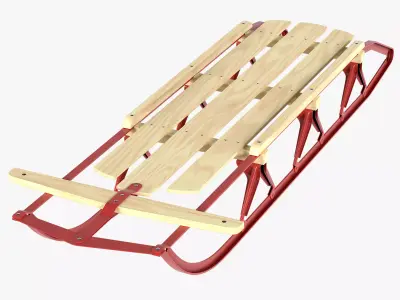 Wooden snow sled 3D model