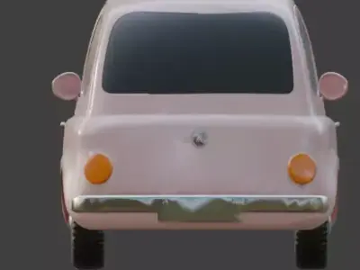 Pink Cartoon Classic Car 3D Model Low-poly 3D model