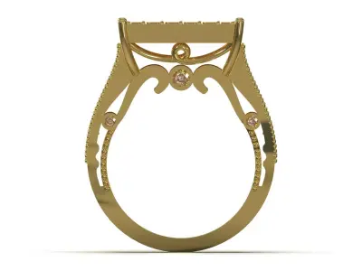 Pave Brow Champagne Diamond Signet Ring model jr00279 3D print model