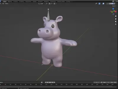 Little animal baby - Hippo cute - Animated  Low-poly 3D model
