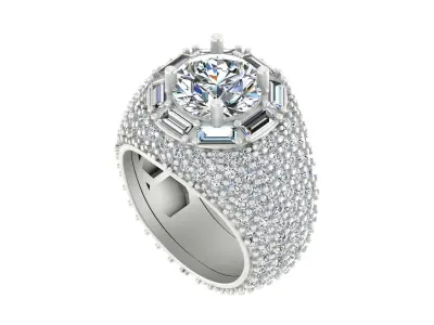 Luxury Diamond-Encrusted Cocktail Ring  3D print model