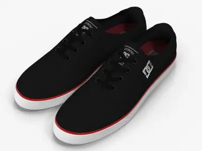 DC Shoes - Flash TX - Black-Red Low-poly 3D model