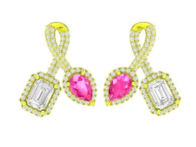 7306 Luxury Korean Style Diamond Earrings 3D print model