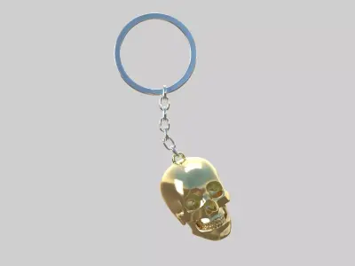skull keychain golden 3D model