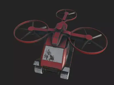 Flying Car Rusty Model Low-poly 3D model