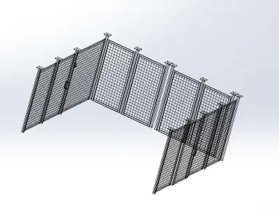 Guardrails metal cage with two doors on each side 3D model