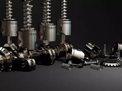 Piston Motor car Low-poly 3D model