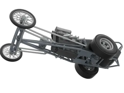 Front engine old school dragster with V8 Version 3 Scale 1 to 25 3D print model