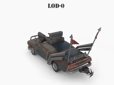 Post Apocalyptic Plymouth Low-poly War Car Game Asset Low-poly 3D model