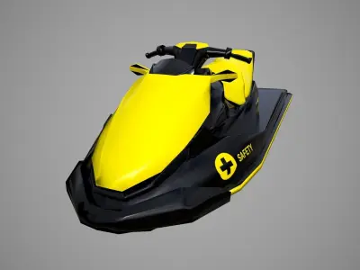 Yellow Jetski Low-poly 3D model