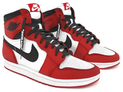 red nike air jordan 1 retro 3D model
