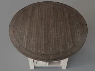 Pema Adjustable Height Storage Dining Table Vintage White 3D model