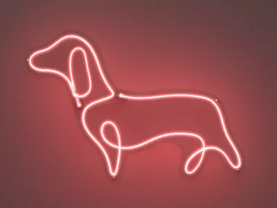 Dachshund Dog 1 - Neon Sign 3D model