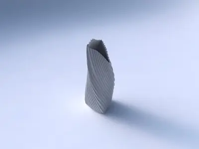 Vase twist tipped triangle with extruded vertical lines 2 3D print model