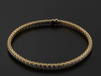 Tennic Braclet round gem 3mm 3D print model