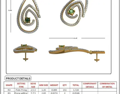 Women Earring 3DM STL OBJ FBX Render Details 3D print model shop