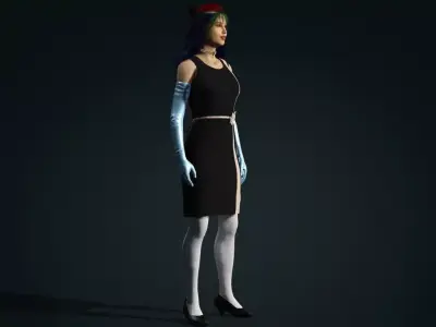 Stylized Female Character Rigged PBR Game Ready 3D model
