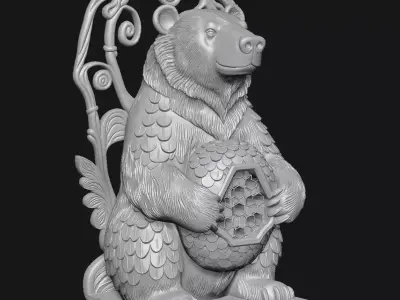 bear sculpture 3D print model buy