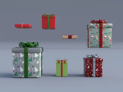 Christmas Gift Pack Low-poly 3D model