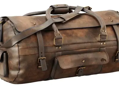Large Leather Travel Duffle Bag 3D model