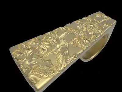 adjustable ring version 2 with engraving 4  3D print model