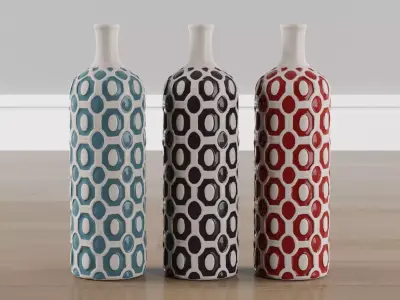 Ceramic Vase -Set of 3- Multi color 3D model