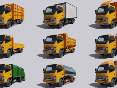9 type medium truck mitsubishi fuso canter 3D model
