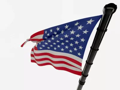 American USA 3D Model Flag on Flagpole High-Quality for All Free low-poly 3D model