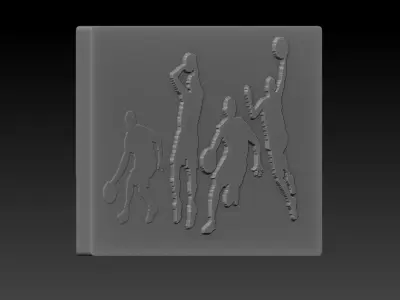 Basketballers group of people playing basketball 3D print model