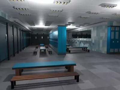 Modern Gym Locker Room Low-poly 3D model