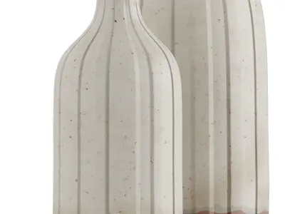 Ribbed Ceramic Vase Set 3D model