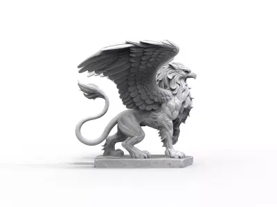 High-Detail Griffin Statue - Mythical Creature Sculpture 3D print model