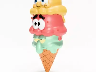 SpongeBob SquarePants Patrick and Squidward Ice Cream toy 3D print model