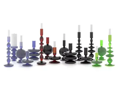 Glass Candelabra Set For Decoration 3D model