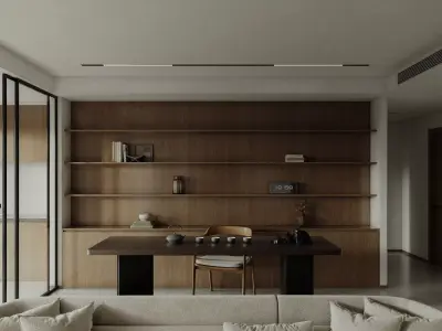 Modern living room dining room interior scenes 391 3D model