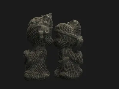 Chinese wedding couple figure  Low-poly 3D model