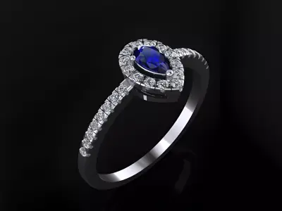Engagement Ring with Pear Stone 3D print model