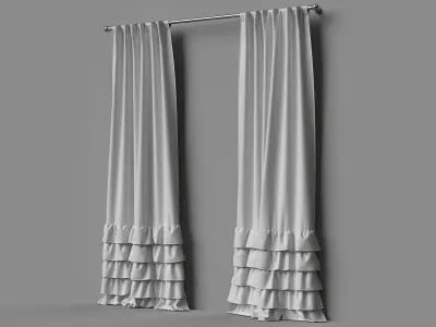 Evelyn Ruffle Bottom Curtain Panel 3D model