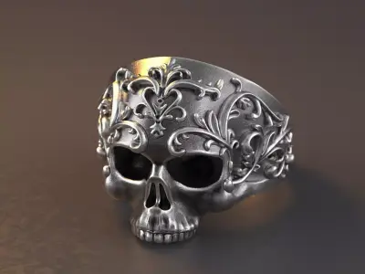 Baroque Skull Ring 3D print model