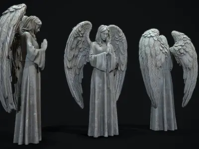Angel Statue  Low-poly 3D model