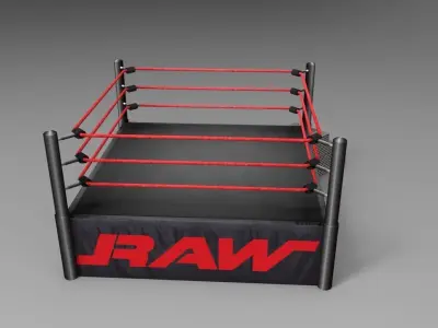 RAW Superstar Wrestling Ring Low-poly 3D model
