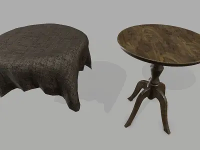 Table stool with cloth Low-poly 3D model