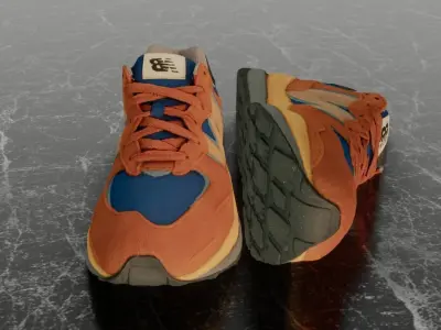 NEW BALANCE 3D SHOES - BLUE - ORANGE Low-poly 3D model