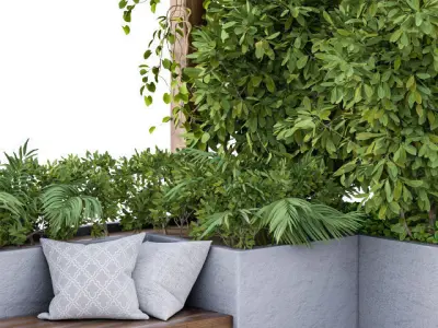 landscape extrior design plants flowers Low-poly 3D model