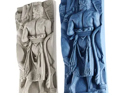 Classic greek man relief Low-poly 3D model